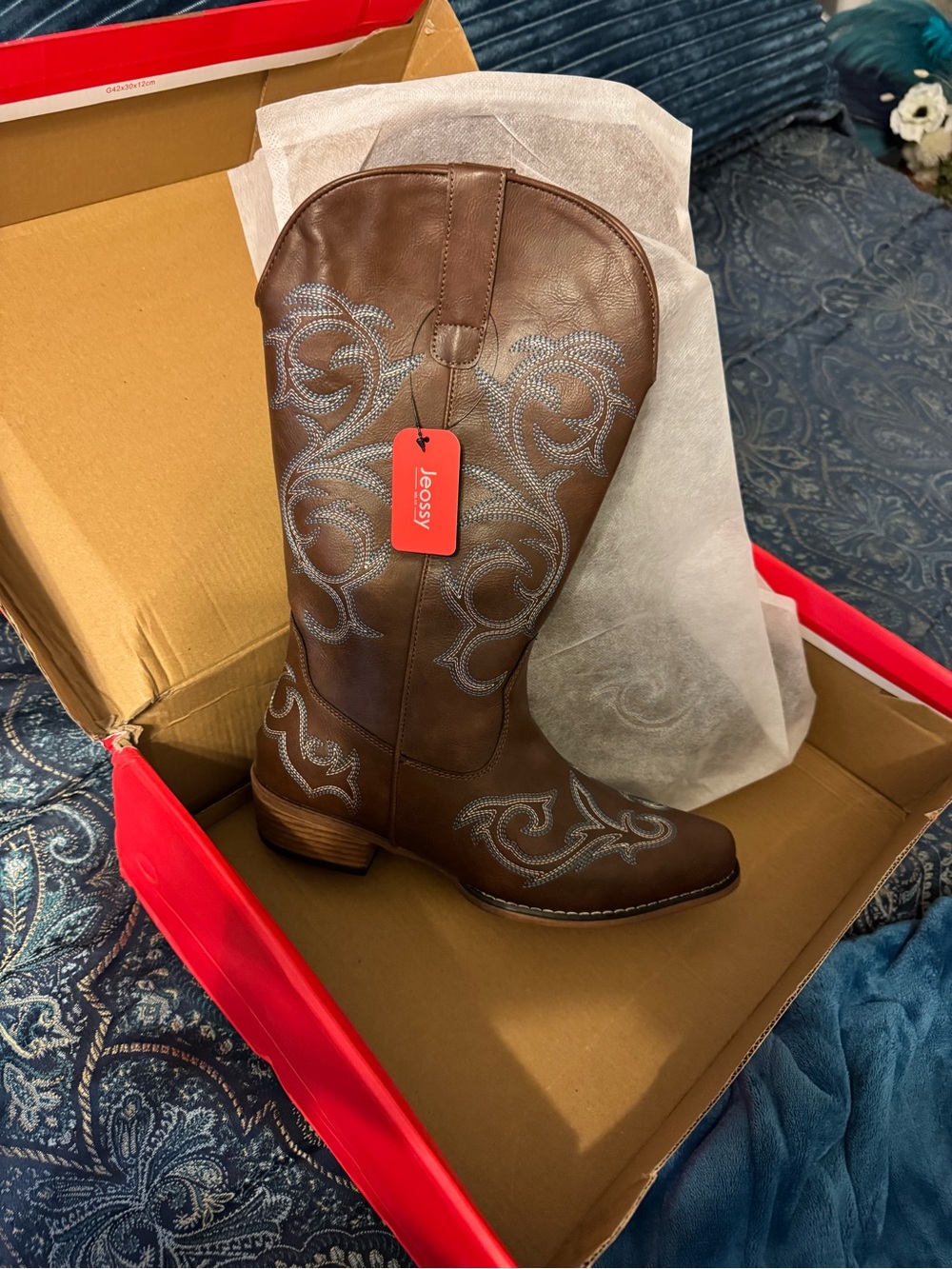 Brown Embroidered Western Cowboy Boots